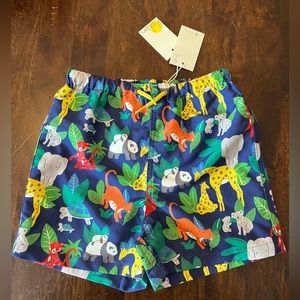 Mini Boden Starboard Blue Jungle Swim Shorts size 3/4Y